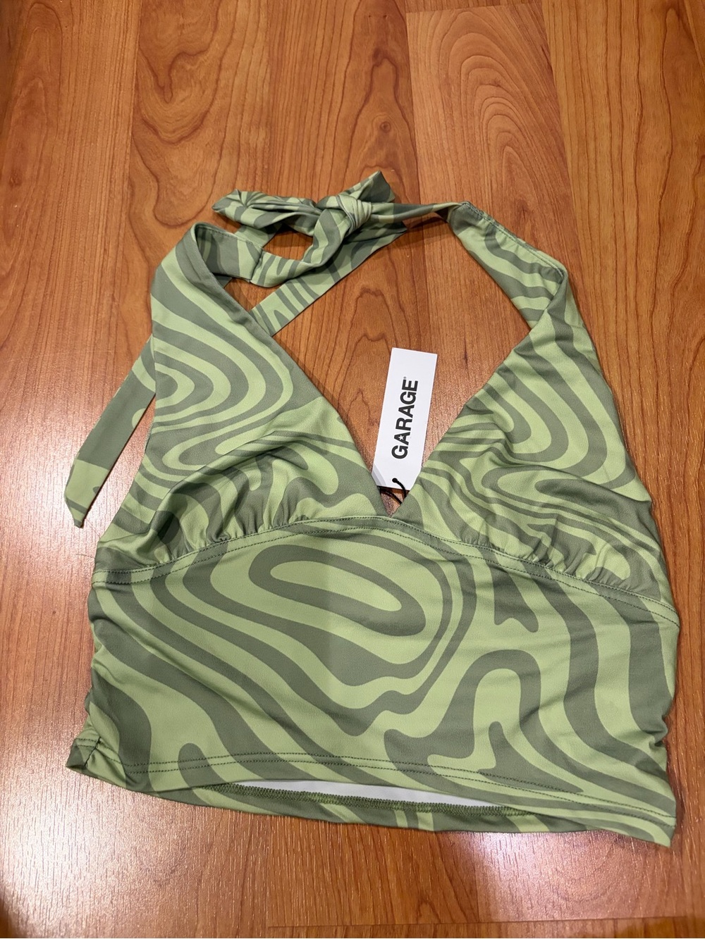 Garage Olive Swirl Halter Crop top